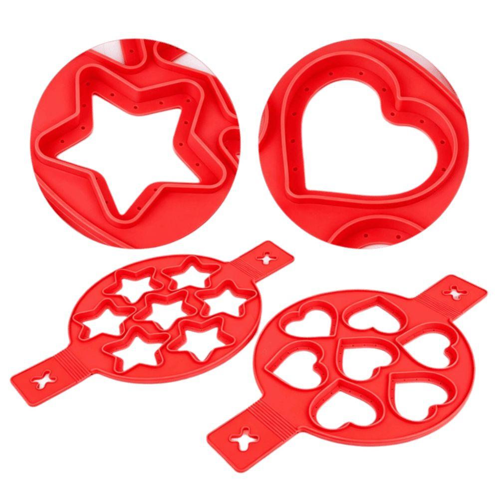 2pcs Non-Stick Silicone Egg Ring Star Heart Egg Cooker Pan Pancake Maker Home Kitchen DIY Baking