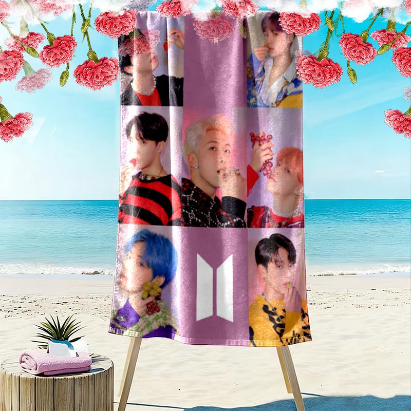 Vibrant Youth Energy beach towel Beach towel for vacation photos soft quick-drying swim towel seaside Outdoor pool towel printing Comfort