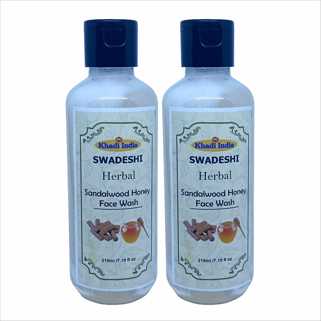 Khadi Natural 100% Травяное средство для умывания лица с сандалом и медом - Питательное и успокаивающее очищающее средство для сияющей кожи, обогащенное аюрведическими ингредиентами, Сульфа