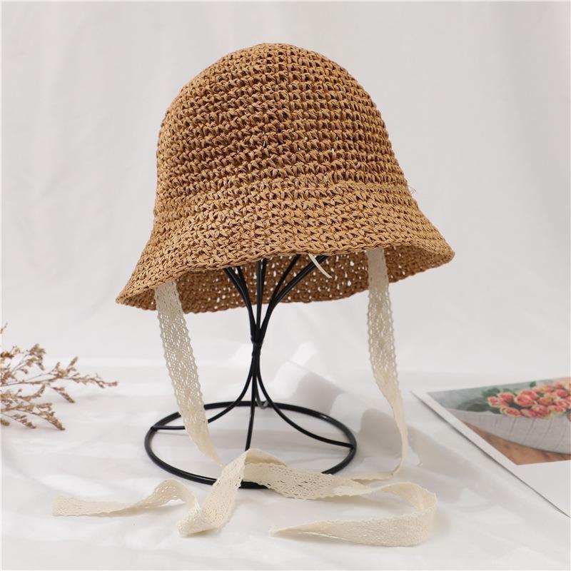 New popular summer hand-knitted hat, sun hat, breathable sunscreen hat, beach lace, portable fisherman hat