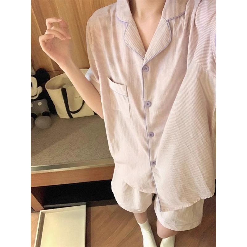 Пижама с цветочным принтом, женский пижамный комплект, корейская летняя пижама из 2 предметов, милая домашняя одежда для студентов