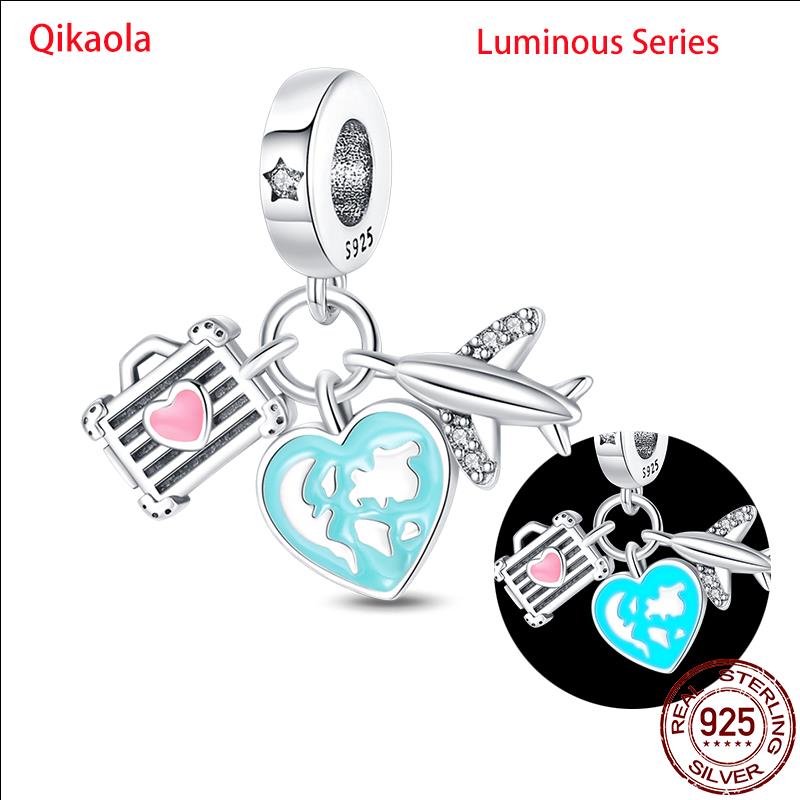 Original 100% sS925 Sterling Silver Luminous Octopus Ocean Series Charms Fit Bracelet DIY Beads Ms Jewelry Gift New In