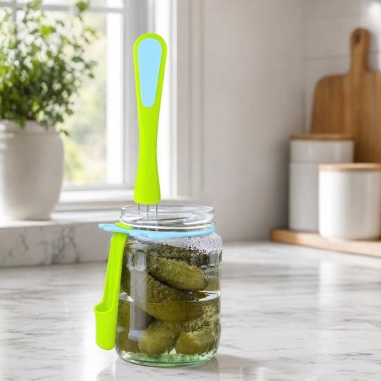 Olive Spoon Set, Hands-Free Long Handle Jar Clamps, Multi-Functional Pickle Grabber Tool, for Olives Can Onion Cucumber