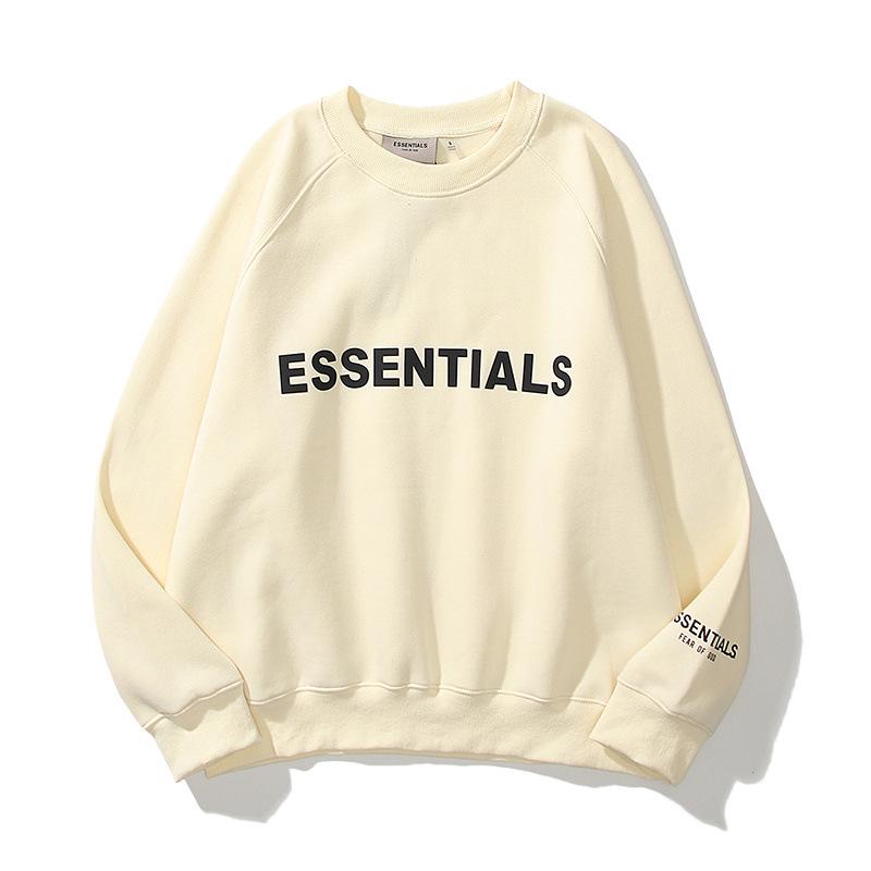 High Street Trend Brand ESSENTIALS Fleece-Lined Heavyweight Flocked Letter Hoodie for Men & Women