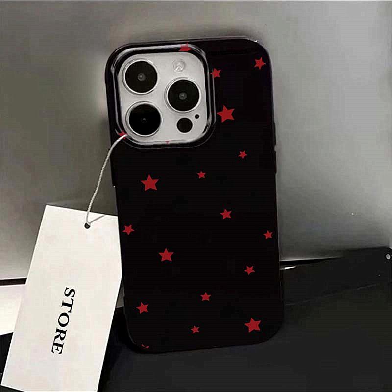 Защитная крышка с дизайном в виде черных и белых звезд для серии iPhone 17 16 15 14 13 12 11 16E Pro Max Plus