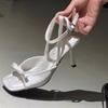 Summer 2025 New Ankle Strap Satin Bow High Heel Cool Slippers Thin Heel Women's Fashion High Heel Sandals