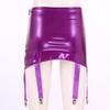 Womens Wet Look Patent Leather Garter Belt Skirt High Waist Suspenders with Metal Buckle Clips Plus Size