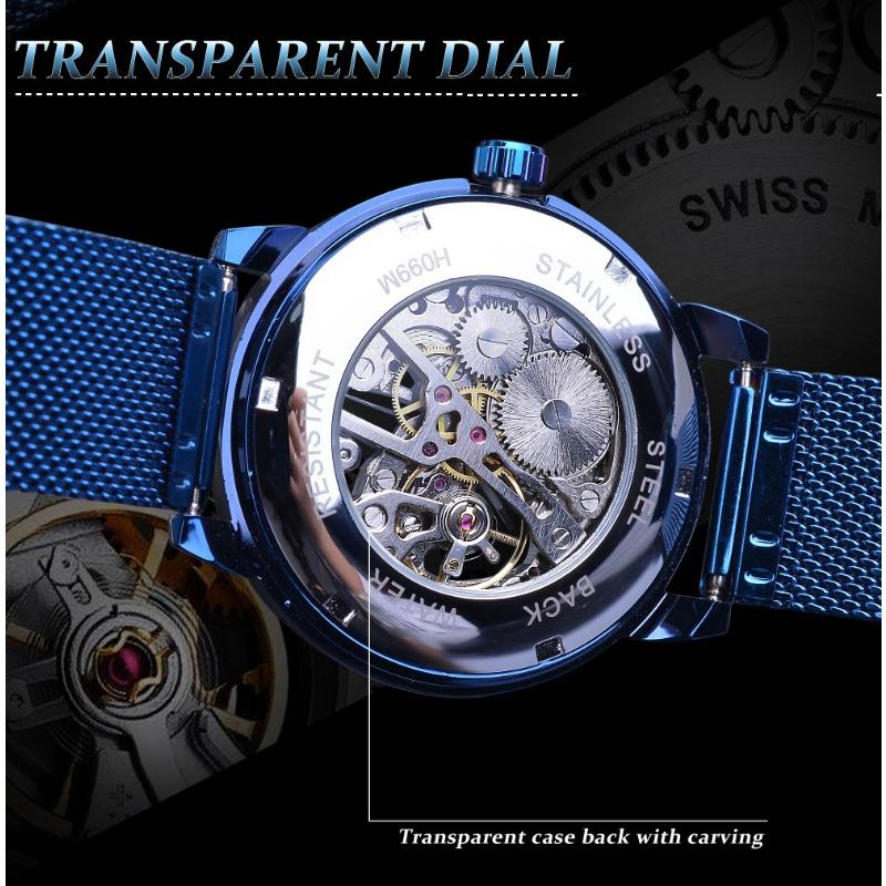 Победитель для мужчин, мода и отдых, автоматические механические часы с полым механическим механизмом
