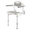Foldable Shower Chair Wall Mounted, 457mm Folding Shower Seat with Backrest, Armrest & Adjustable Legs, HDPE Fold-Down Bathroom Chair Stainless Steel