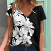 Футболки с 3D-принтом «растение-цветок», женская футболка с V-образным вырезом, короткий рукав, топ Y2k, уличная одежда Harajuku, футболка большого размера, женская одежда