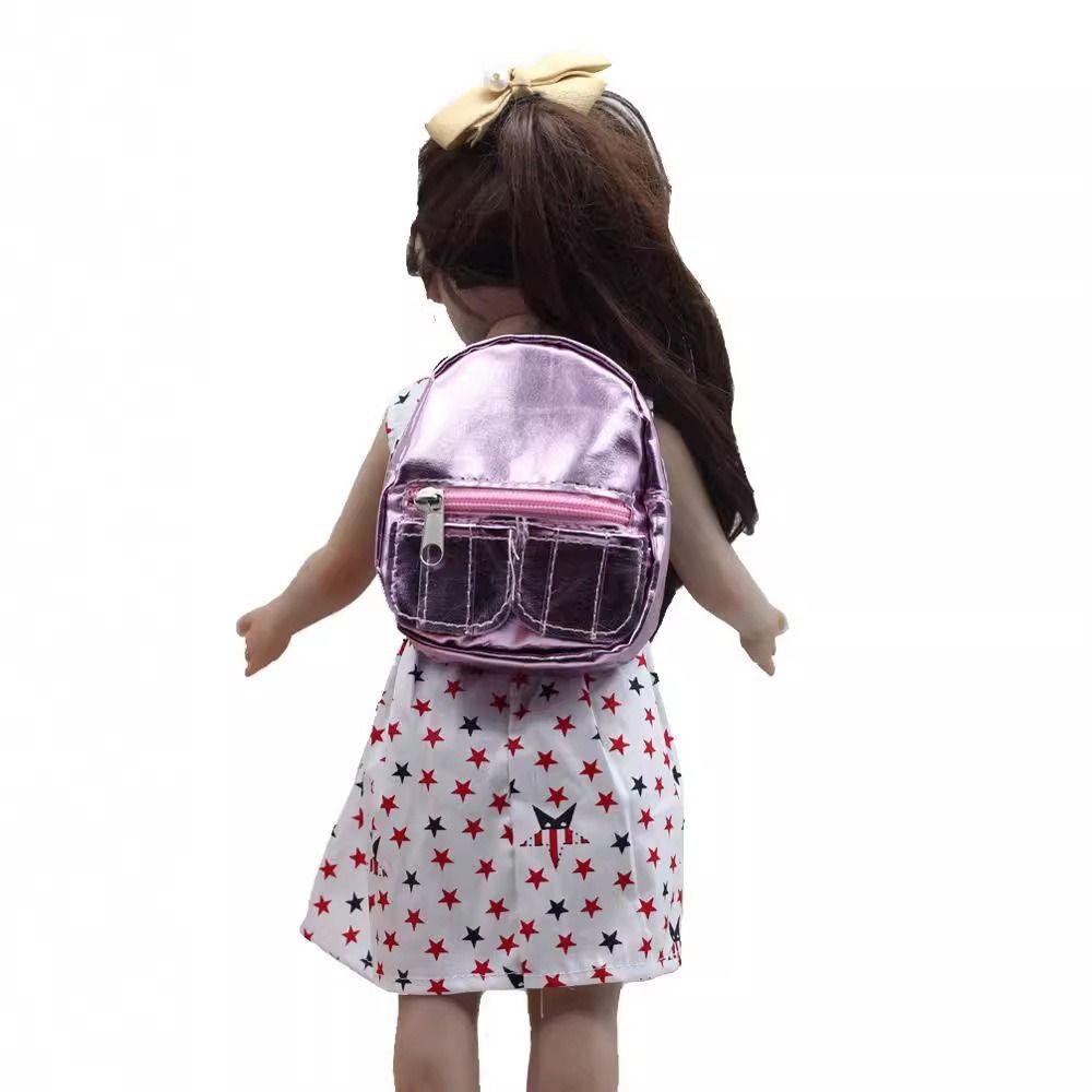Girl Schoolbag 18inches Doll Backpack Pink Silver Mini Knapsack Doll Backpack Kids Gifts