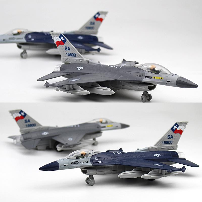 Игрушечный сплавной истребитель F16 Акустооптический инерционный Авиация Военный самолет Подарок