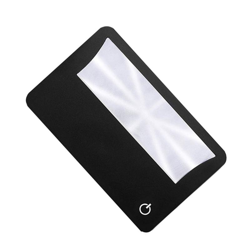 3X Magnifier Card Type Small Pocket Magnifying Glass with LED Light for Reading Observing Coin Stamps Jewelry Eye Loupe