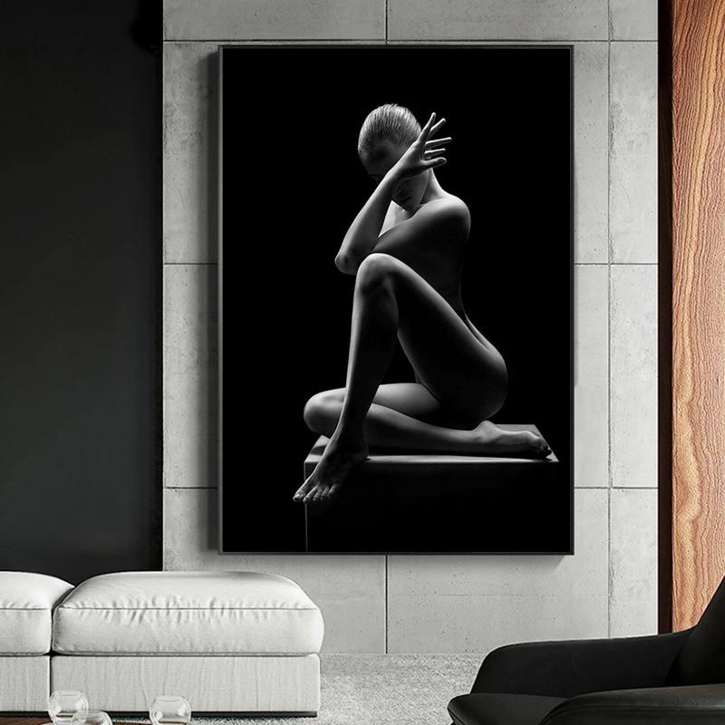 Современные черные сексуальные обнаженные женские холсты с картинами, постеры и принты Quadros, настенные художественные картины для гостиной, украшения стен Cuadro