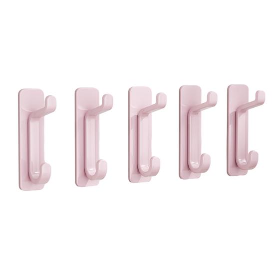 5Pcs Plastic Wall Hook No Drill Self-adhesive Heavy Duty Multi-functional Home Office Bathroom Clothes Hat Scarf Towel Bag Keys Umbrella Bag Hanger