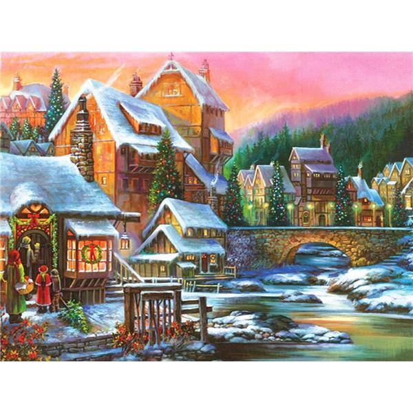 Full Drill Diamond Mosaic House 5D Diamond Embroidery Painting Landscape Winter Personalized Gift Christmas Decoration