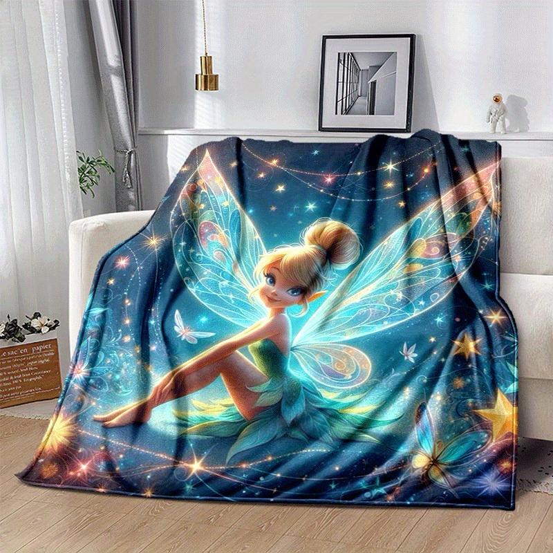 1pc Tinker Bell Printing Blanket - Soft, All-Season Throw for Office Blanket, Car, Travel
