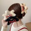 Новые элегантные плюшевые заколки-крабы для волос с бантом для женщин и девушек, зимние пушистые плюшевые большие заколки-крабы, головные уборы, аксессуары для волос