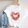 (Asian Size) Women Sweet Flower Love Heart Trend Casual Top Clothing Fashion Print Lady Female  Short Sleeve T Shirt Tee Graphic T-shirts
