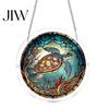 Colorful Wall Patterns 7.48 Inch Circular DIY Puzzle Suncatcher, Acrylic Stained Glass Style Window Hanging Ornament, Art Waterproof Pendant for Home