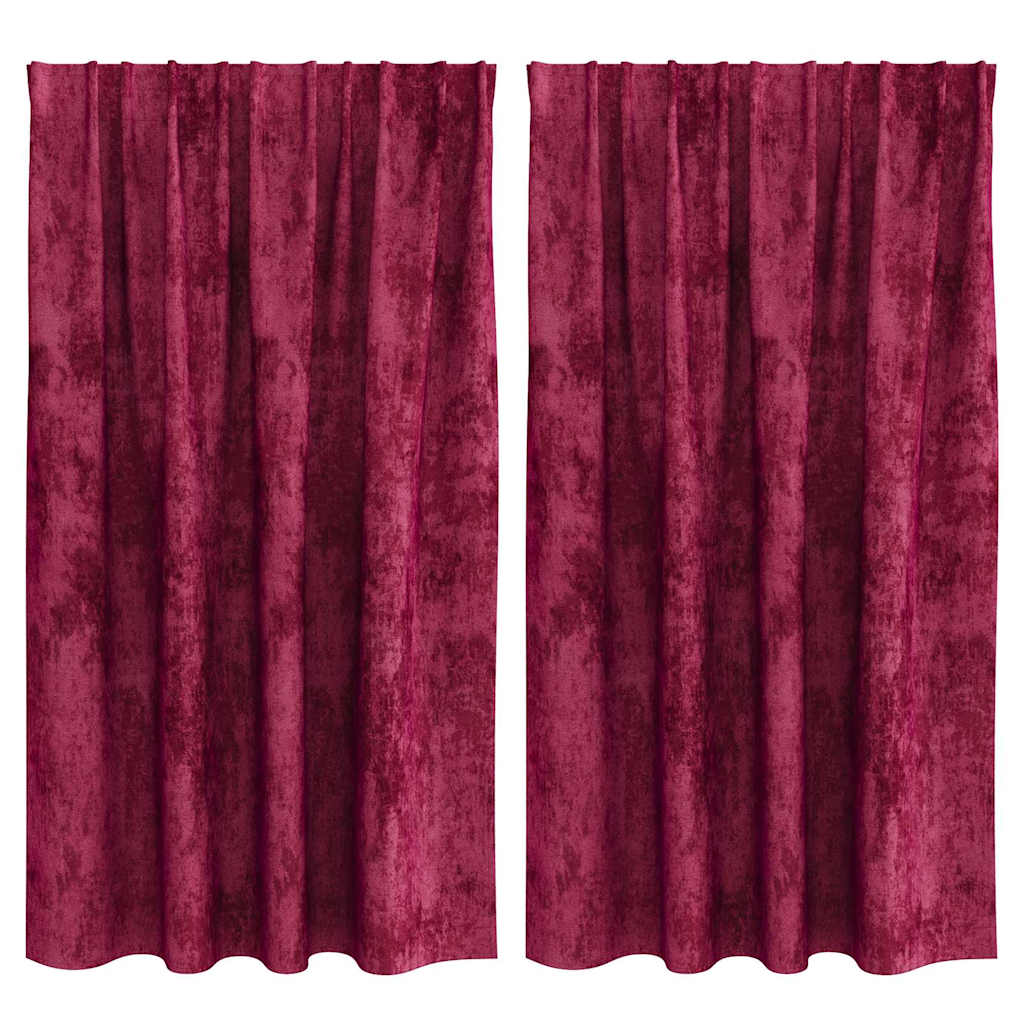 Velvet Curtains with Curtains 2 pcs Burgundy 140 x 140 cm Velvet