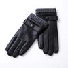 Fleece Genuine Leather Gloves for Men Touch Screen for Warmth In Autumn and Winter and Sheepskin Gloves for Driving and Cycling