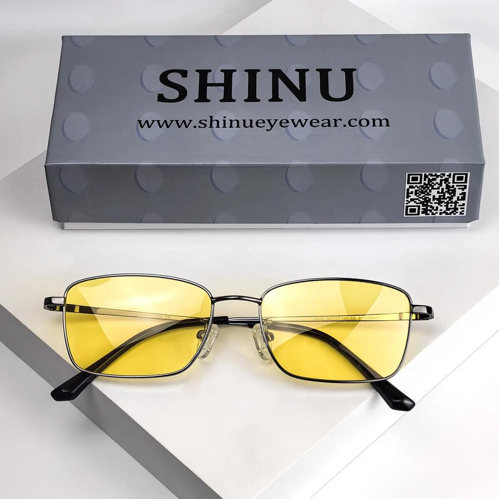 Titanium Frame Night Vision Driving Sunglasses For Vision Blue Light Blocking Computer Glasses Yellow Lens Fishing Eyeglasses