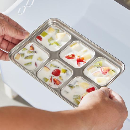 Форма для льда из нержавеющей стали 6 ячеек Большая форма для кубиков виски Быстрое извлечение Медленно тающие кубики льда для виски для коктейлей Кофе