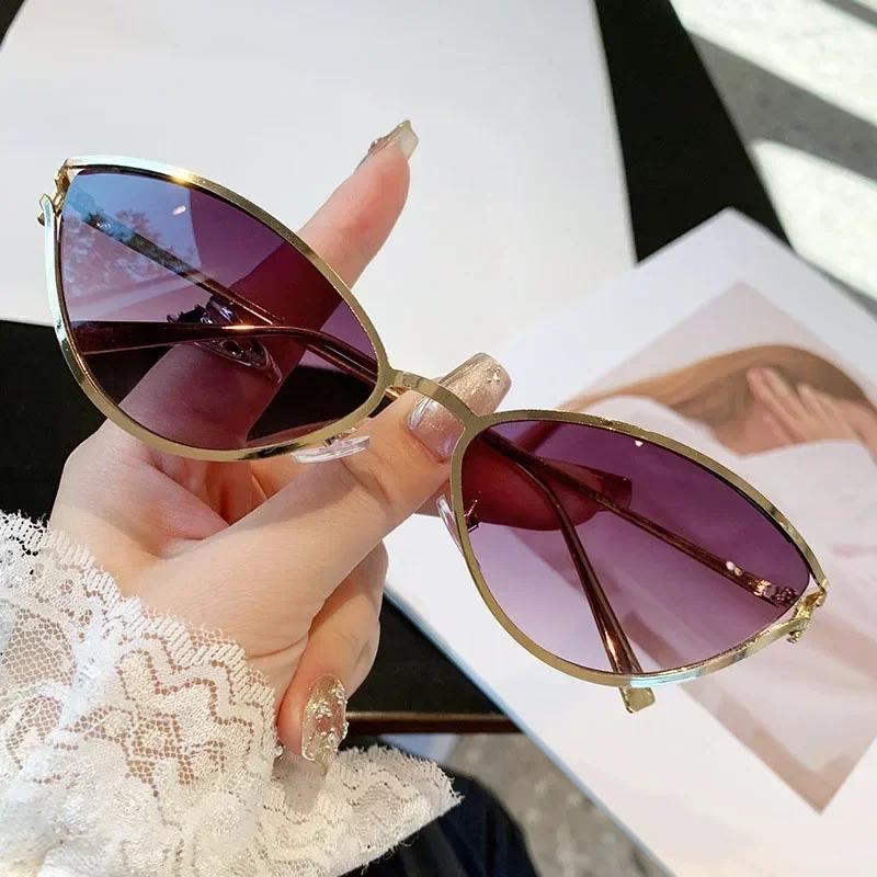 Retro Small Frame Uv Protection Sunglasses Fashion Metal Cat Eye Sunglasses For Men Women Square Sunglasses Polygon Sun Glasses