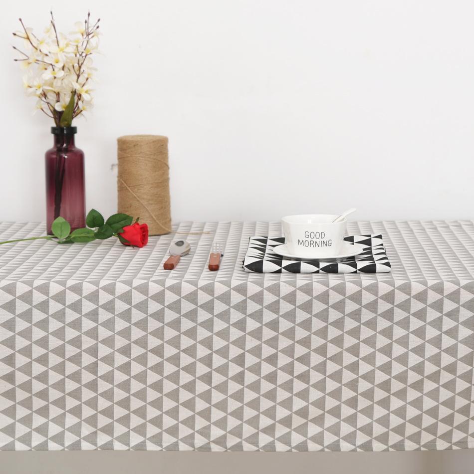 Cotton And Linen Tablecloth Solid Color Printed Plaid Coffee Table Tablecloth Rectangular Dining Table Mat Non-Slip Table Mat Minimalist