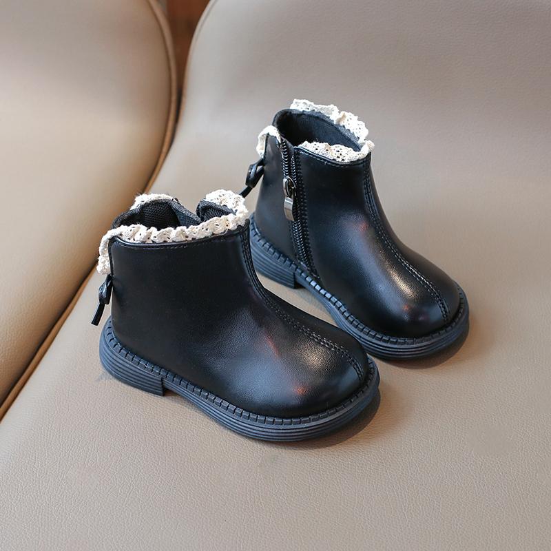 Новые милые детские ботильоны, модные элегантные туфли принцессы с оборками на весну и осень, универсальные детские повседневные короткие ботинки
