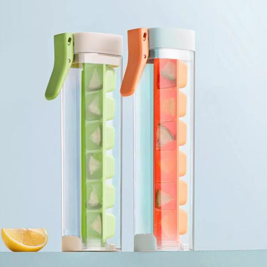 Ice Mold with Removable Lid Easy Release Effortless Ice Cube Pressing Tray One-Handed Operation Square Ice Maker for Kitchen Organization