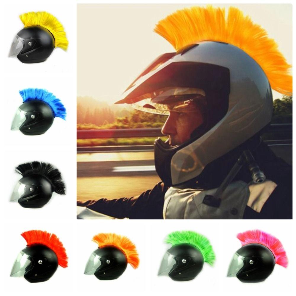 Punk Mohawk Helmet Wig Sticker Paste Helmet Decoration Hair Cockscomb Helmet Wig  Motocross