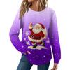 Женская мода Рождественский свободный топ с длинным рукавом и круглым вырезом