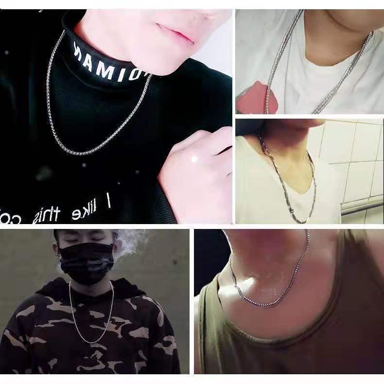 Мужское и женское ожерелье-кубинская цепь из нержавеющей титановой стали, не тускнеющее - хип-хоп, ключичный и свитерный стиль