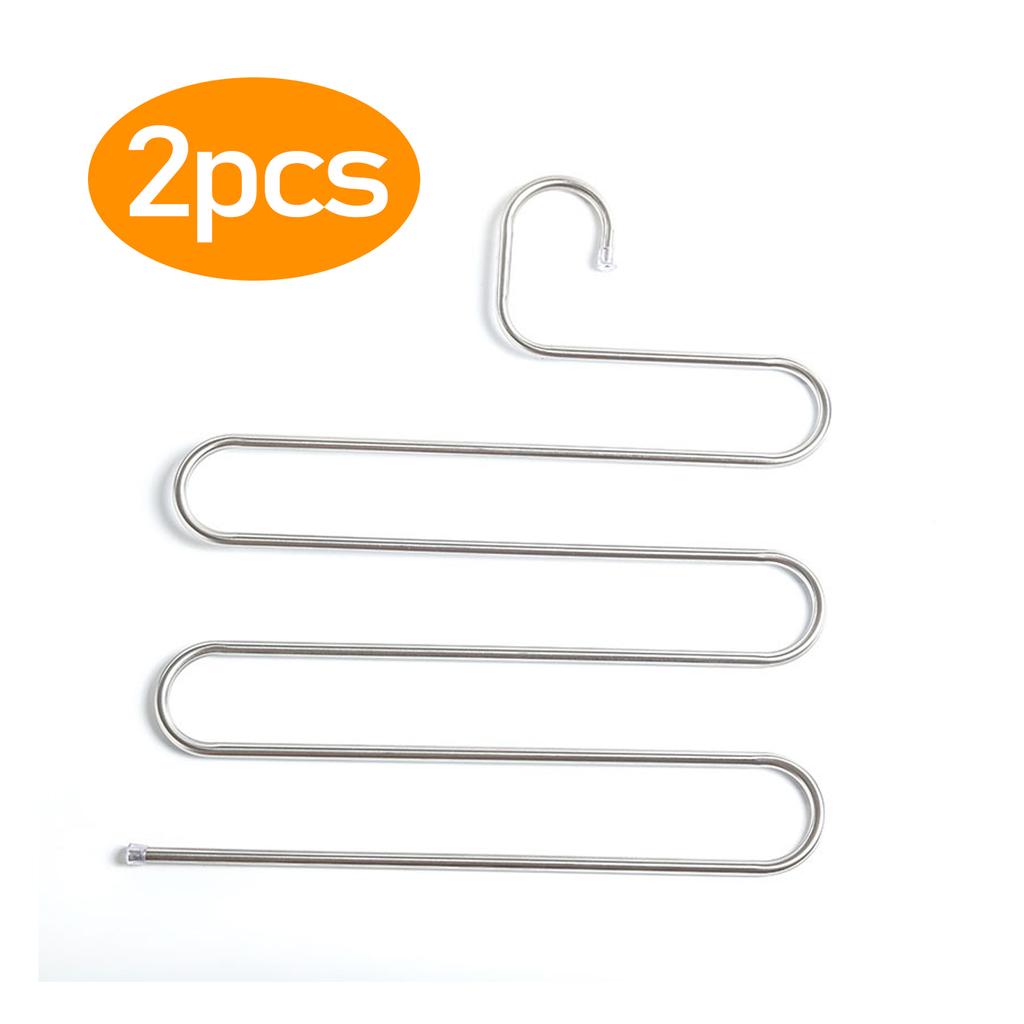 Многофункциональная вешалка для брюк из нержавеющей стали 5 слоев Хранение брюк Вешалка для одежды S-образная Нескользящая Сушилка Органайзер для ванной