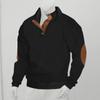 Men's Autumn/Winter Jacquard Knit Pullover Sweatshirt with Standing Collar and Leather Elbow Patches