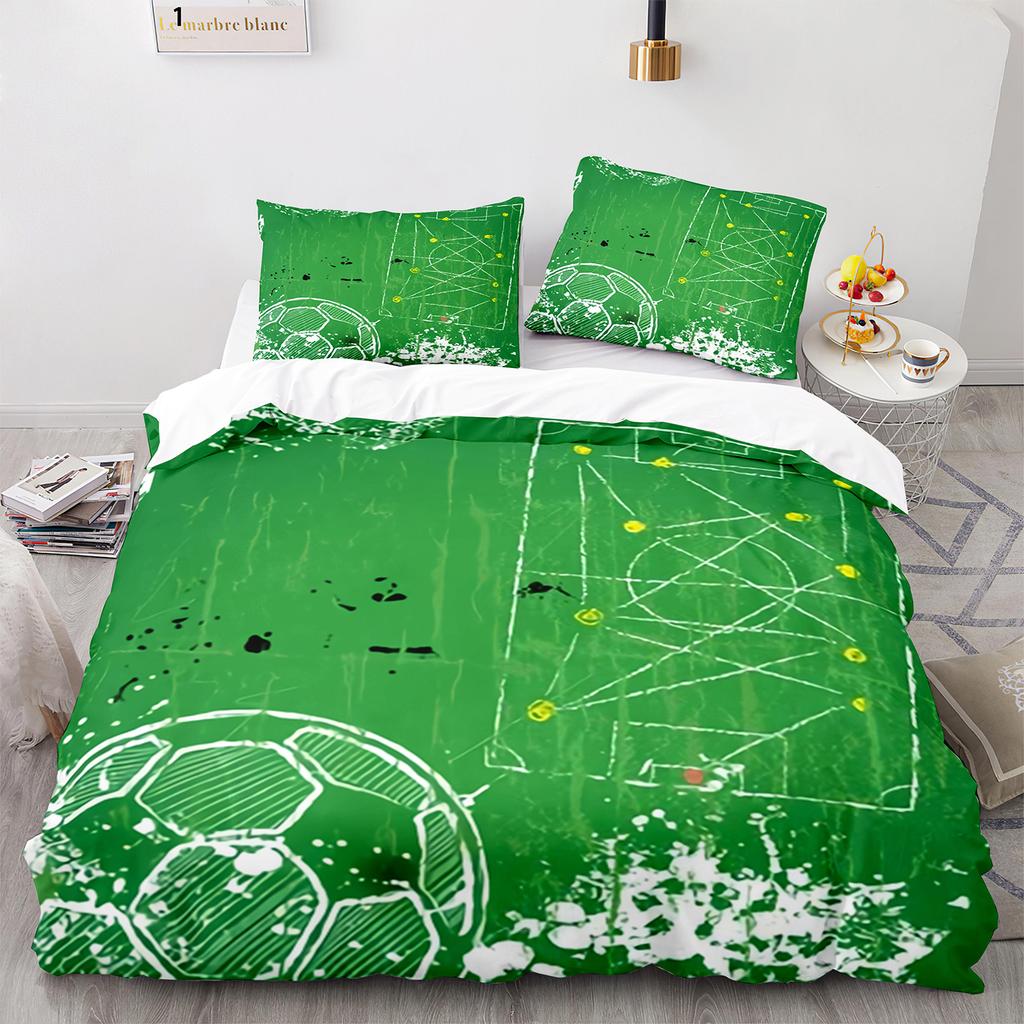 Football King Queen Duvet Cover 3D Soccer Bedding Set For Kids Teens Adult Ball Game Quilt Cover Sport Fans Soft Comforter Cover