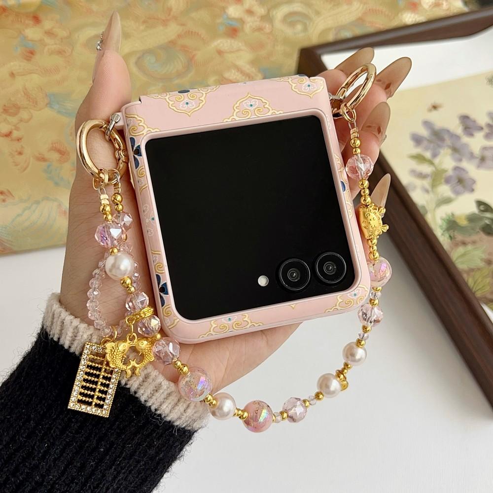 Chinese Style Phone Case For Motorola MotoRazr 50 60 Bracelet PC Hard Shell Protective Hand Strap Shockproof Back Cover