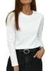 2024 Women's Casual Solid Color Long-Sleeve Round Neck T-Shirt - European & American Fashion Autumn Edition