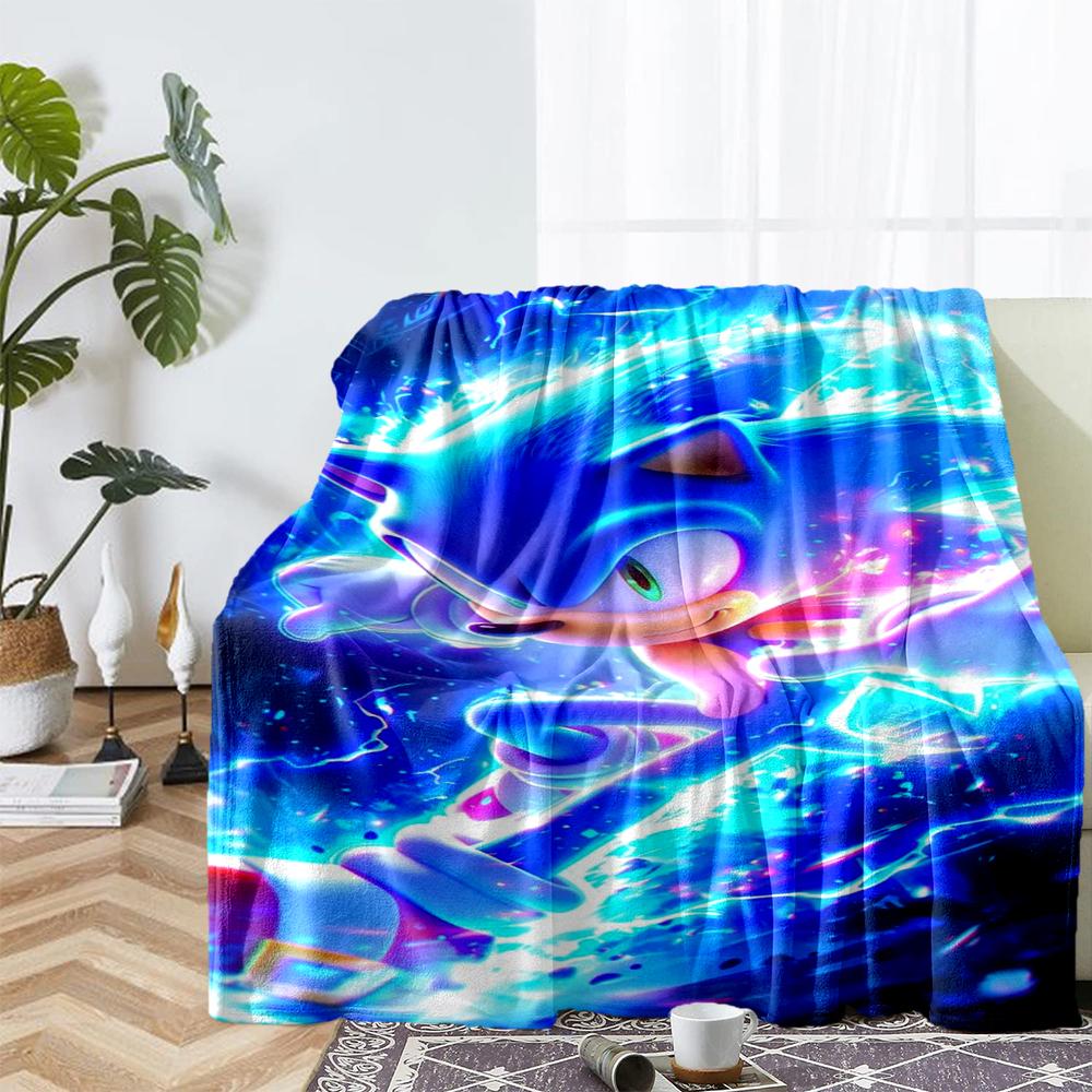Sonic Theme Printed Blanket - Perfect for Couch, Bed, Travel & Outdoor Use | Machine Washable, Cozy & Durable.