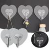 1/10PCS Transparent Heart-shaped Hooks Punch-Free Storage Racks Multi-function Wall Door Hangers