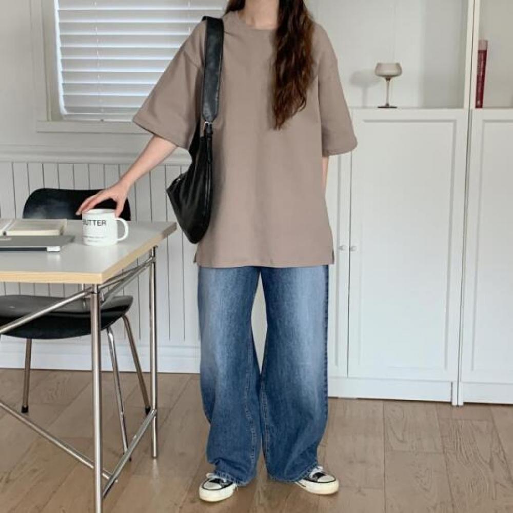 New Arrivals Open Run Genderless Thick CoTTon Long T shirT Big Size