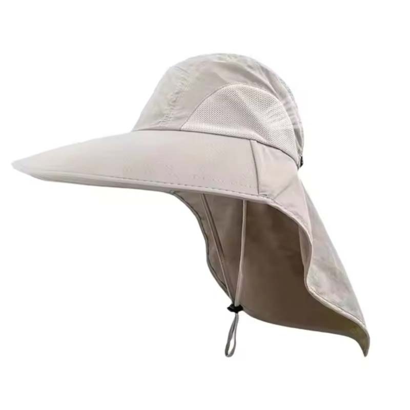 Unisex Wide Brim Sun Hat with Neck Flap UPF 50+ Breathable Cooling Neck Guard Safari Cap for Hiking Fishing