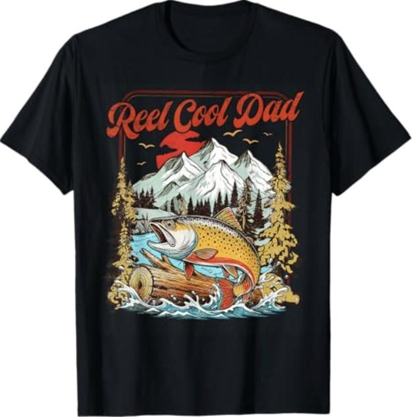 Reel Cool Dad Trout Fishing Vintage Outdoor Art Father's Day T-Shirt