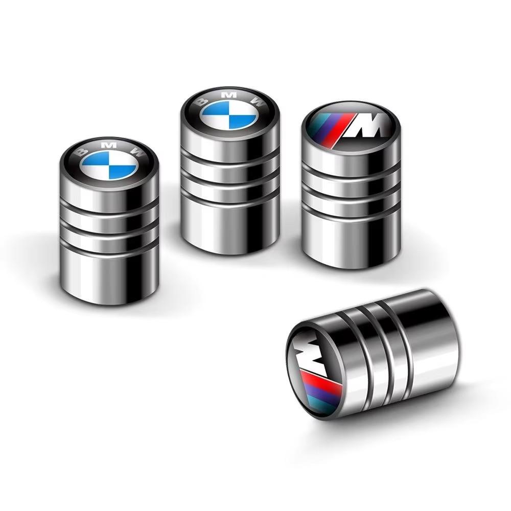 Black Silver BMW Logo Tire Valve Stem Caps 4PCS DL8