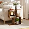 Side Table Narrow End Table With Storage Shelves S Shaped 3 Tier 50W X 19.5D X 58H Cm Rustic Brown