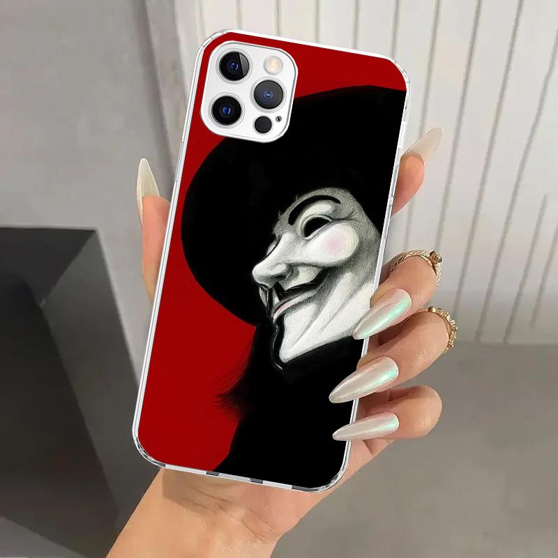 Anonymous V Mask Phone Case for Iphone 17 Air 16 15 Plus 14 13 Mini 12 11 Pro Max 16E 7 8 SE 2020 Soft Funda Print Shell 16 15 1