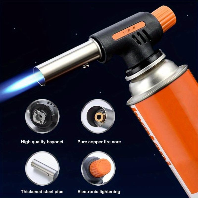 Automatic Ignition Baking Welding Tool Gas Torch Flamethrower Butane Burner for BBQ Camping Tool Outdoor Hiking Fire Flame Gun
