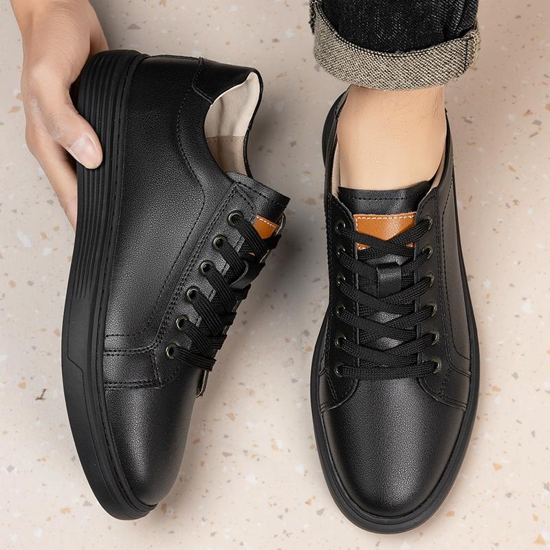 Модная мужская повседневная обувь на шнуровке из натуральной кожи, для бизнеса и офиса, с мягкой подошвой, дышащая, удобная для ходьбы, для мужчин, для повседневной носки на улице